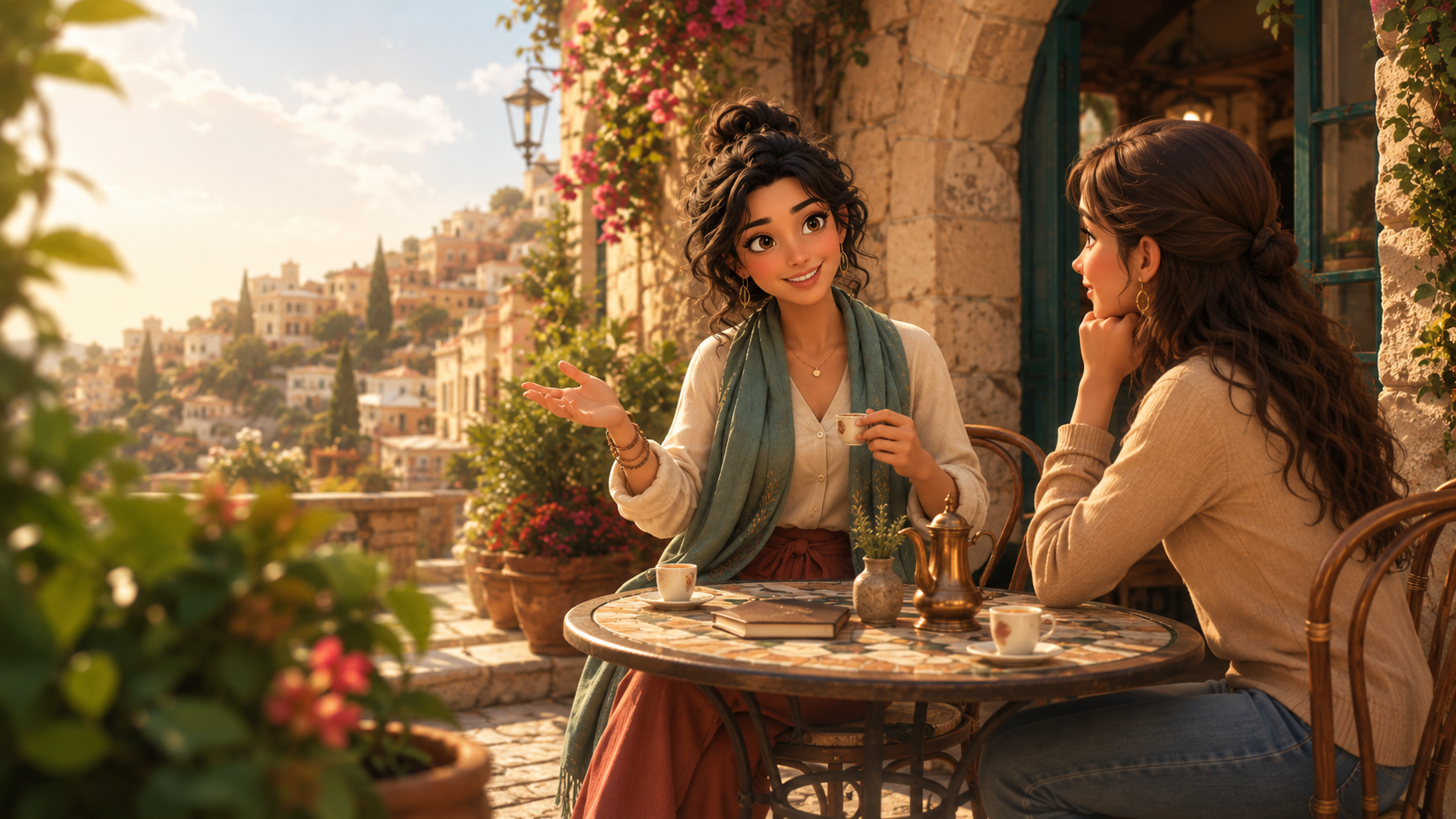Arabic at the café.